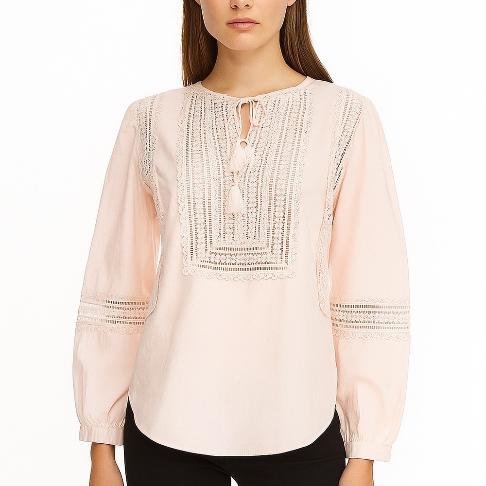 Tory Burch Light Pink Lace Up Blouse Size 0